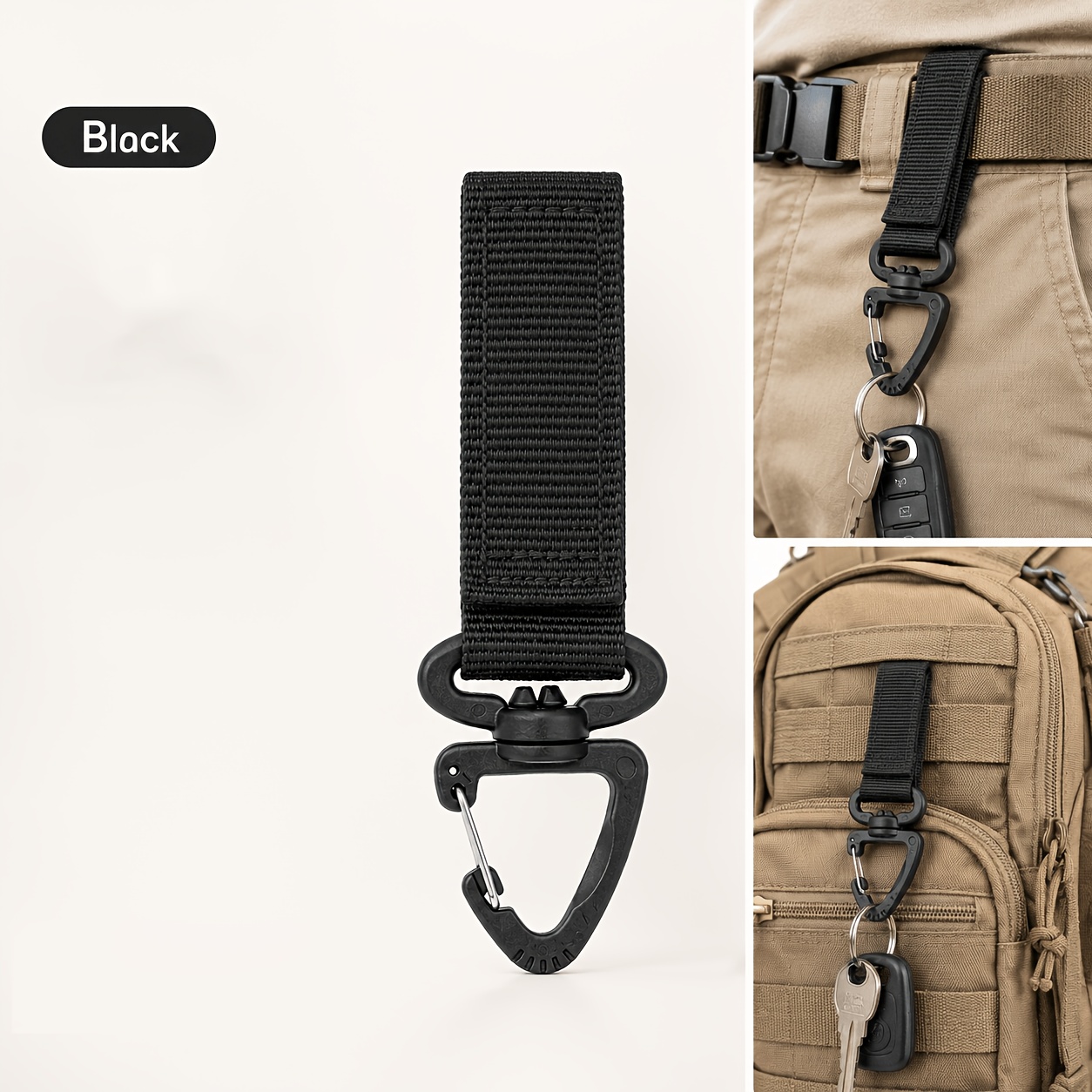 TEMU Kit de camping et randonnée en extérieur, équipement tactique, bandoulière triangulaire en nylon, porte-clés, sac à dos, boucle de fixation, 1