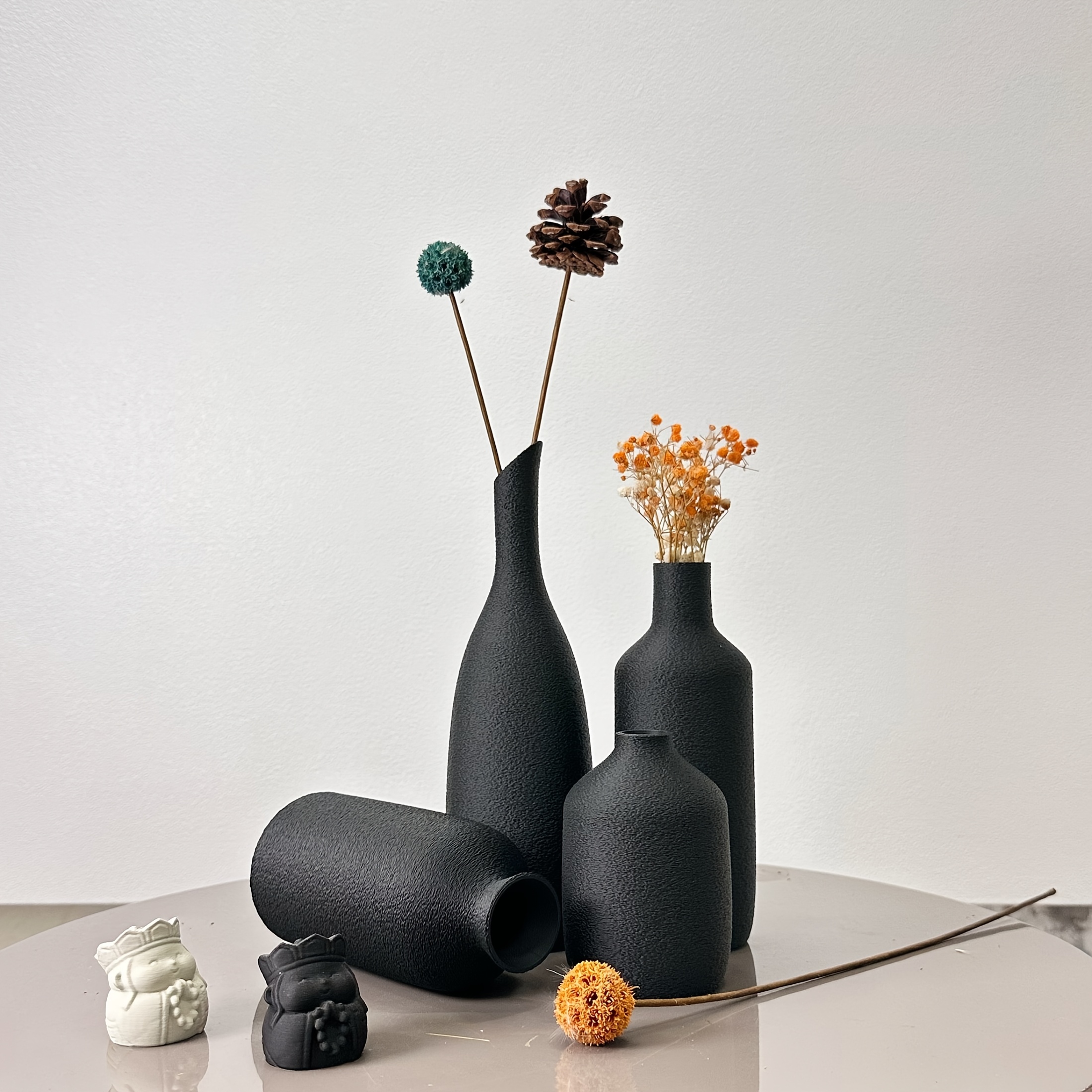 Lot de 4 vases diagonaux en imitation céramique, vases pour composition de fleurs séchées, convenant pour décoration de la maison, ornements de vase, décoration de vase pour vitrine à vin et bibliothèque, ornements de vase pour entrée de porte, décoration de vase de bureau