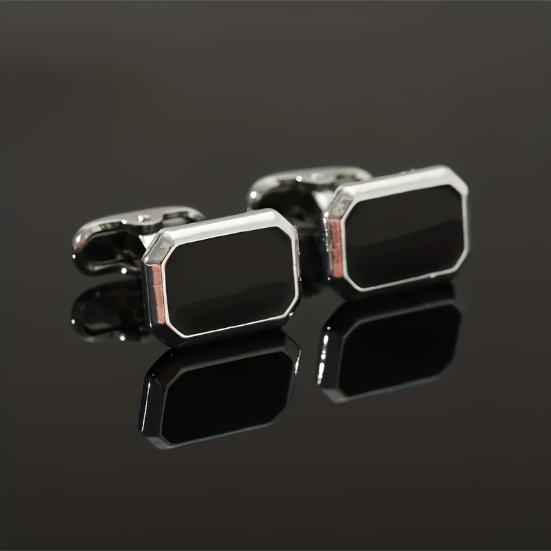 TEMU 2pcs 2024 New Cufflinks, Alloy With Enamel Drip Finish, Simple And Stylish Men's Cufflink Set