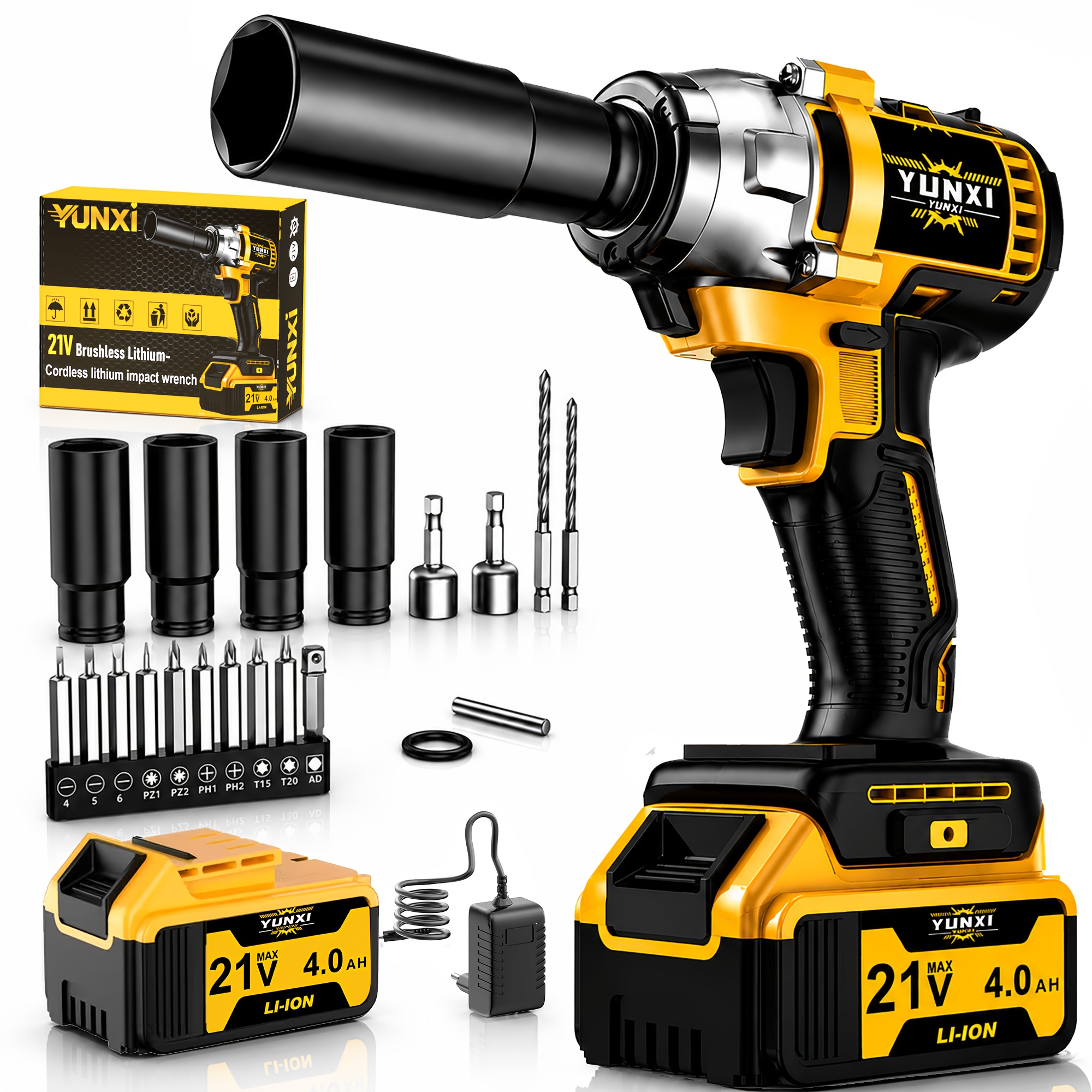 High-torque Brushless Lithium Battery Impact Wrench Is For Car Tire Repair, Construction, And Equipment Installation. Designed For Handheld Wireless Outdoor Without Being By Power Cords