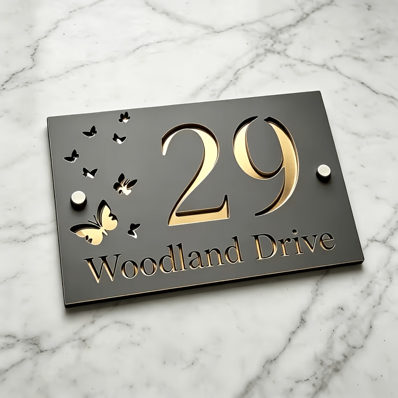 TEMU Numéro de rue personnalisable avec lettres, Numéro de maison gravé au laser double couche de qualité supérieure, Plaque d'adresse en acrylique
