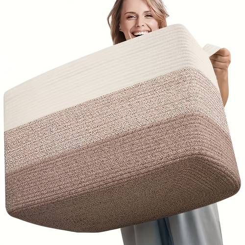 108l super large blanket basket 25 x16 x16 108l rectangle woven baskets for storage rope basket for living room household storage baskets baskets with handles laundry baskets blanket basket brown shelf baskets