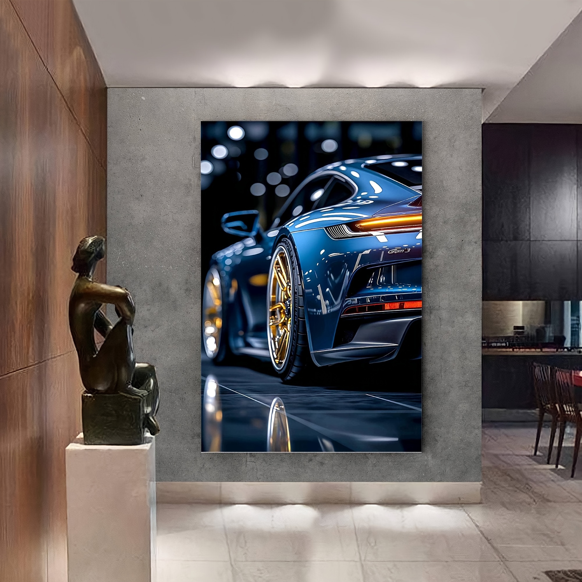 

Car Canvas Painting At Night, Motivational Office Wall Decoration, Car Poster, (with Framed Ready To Hang)