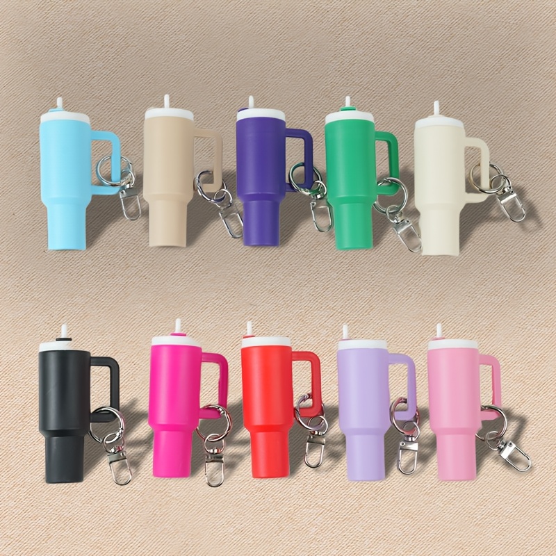 TEMU 10-pack Mini Tumbler Keychains With Detachable Lipstick & Lip Gloss Storage - Fashionable, Ideal For Backpack & Car Keys, Perfect Gift For & Sports Enthusiasts, Mixed Color Plastic