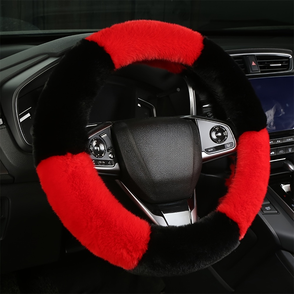 TEMU 1pc Of A Plush Steering Wheel Cover, Creatively Designed To , Non-slip, And Warm. It Features A Universal Fit Without An Inner Elastic Band, Suitable For Small Cars And Suvs