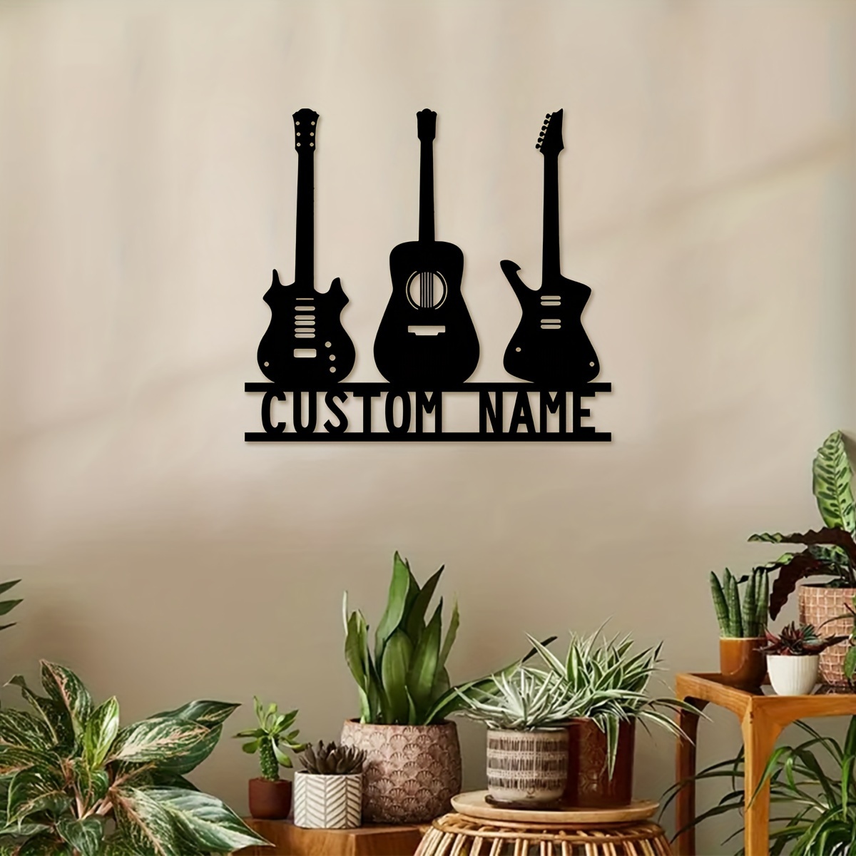 

1pc Custom Metal Guitar Wall Art Plaque - Personalized Iron Family Name Sign For Home Decor - Handcrafted Indoor/outdoor Without Electricity