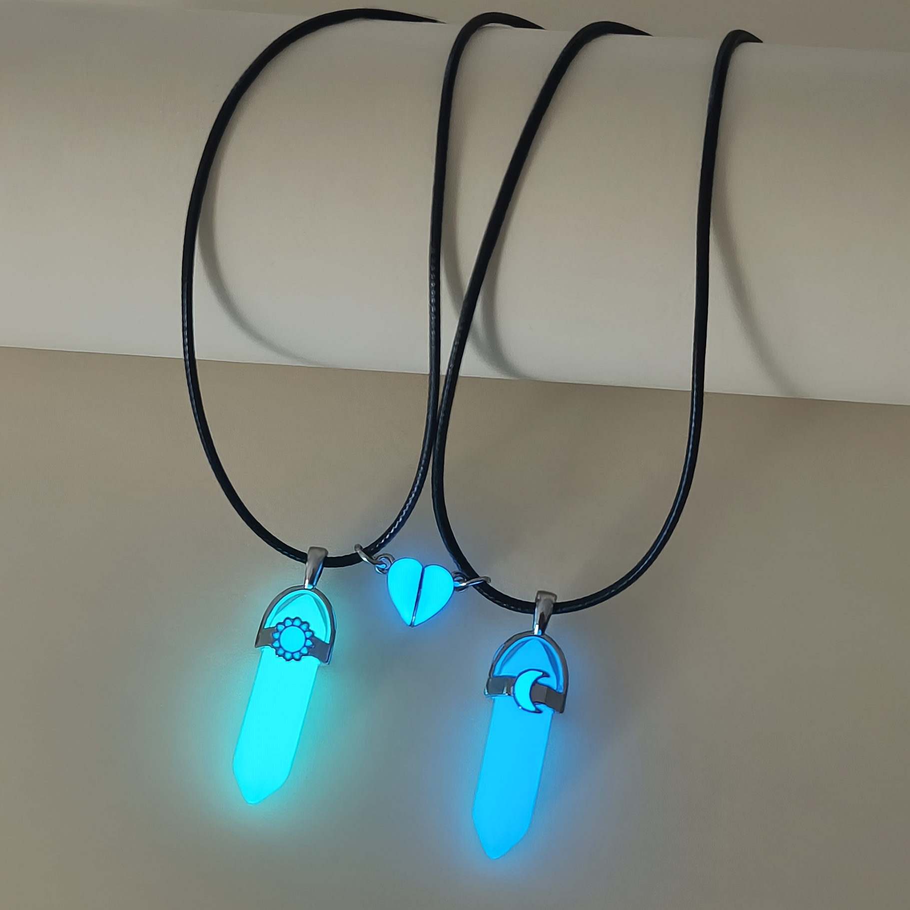 TEMU Juego de 2 piezas de collar de hexagonal de sol y luna, regalo de , regalo de San Valentín