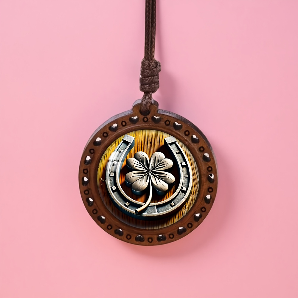 TEMU Collier en bois de cœur de et de fer de cheval , accessoire de , collier personnalisé pour tous , un cadeau pour et , adapté à toutes