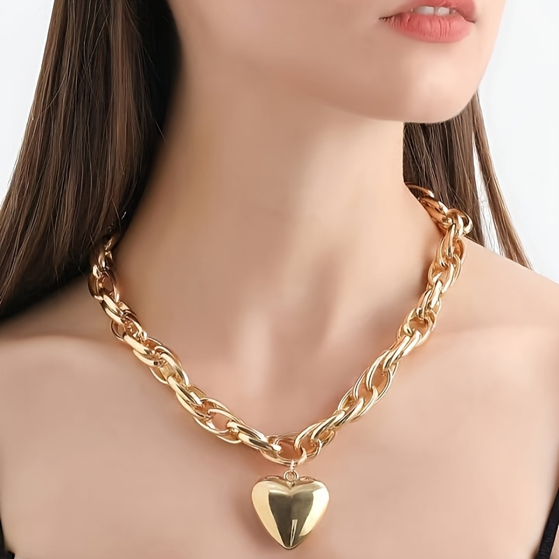 

Elegant Golden-tone Heart Pendant Necklace With Braided Chain - Stainless Steel, Everyday & Party Wear, Valentine's Gift