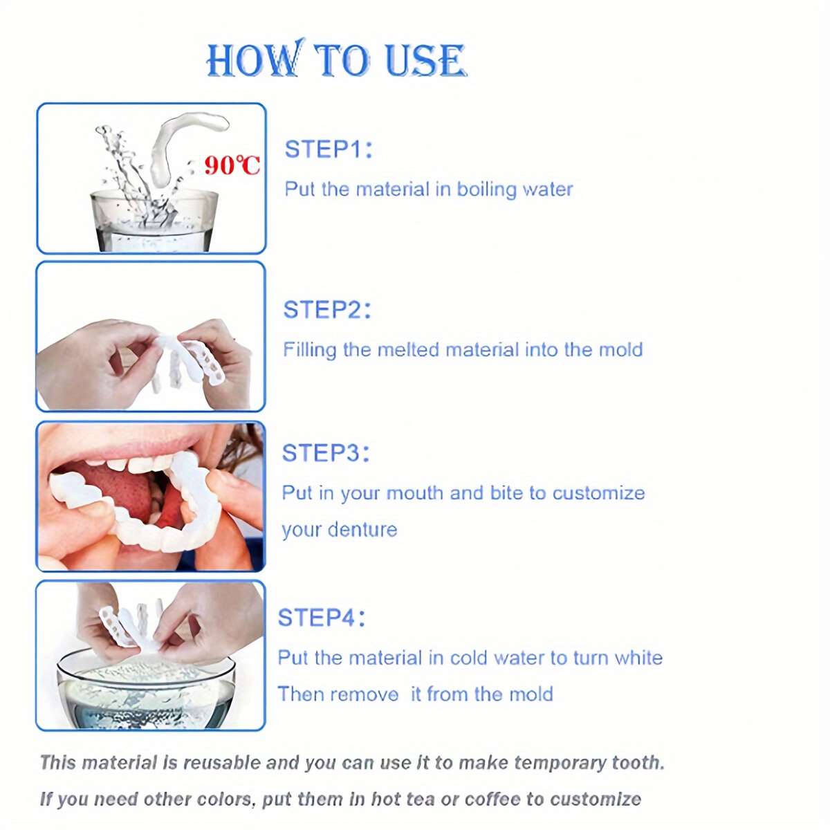 2pcs Dental Veneer For Eating, Temporary Tooth Repair For Cavities