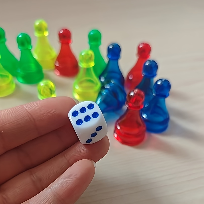 17pcs Set, Crystal Colored Flying Chess Additions with Dice