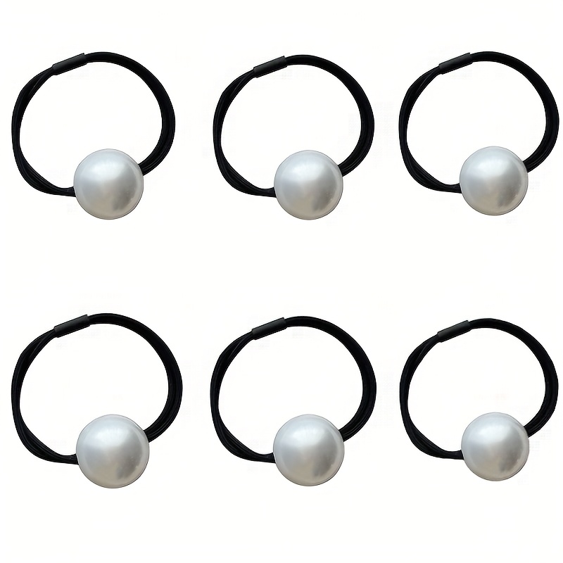 TEMU Set de 6 coleteros elegantes de de perlas para mujer - Coletero de elasticidad que no daña el cabello