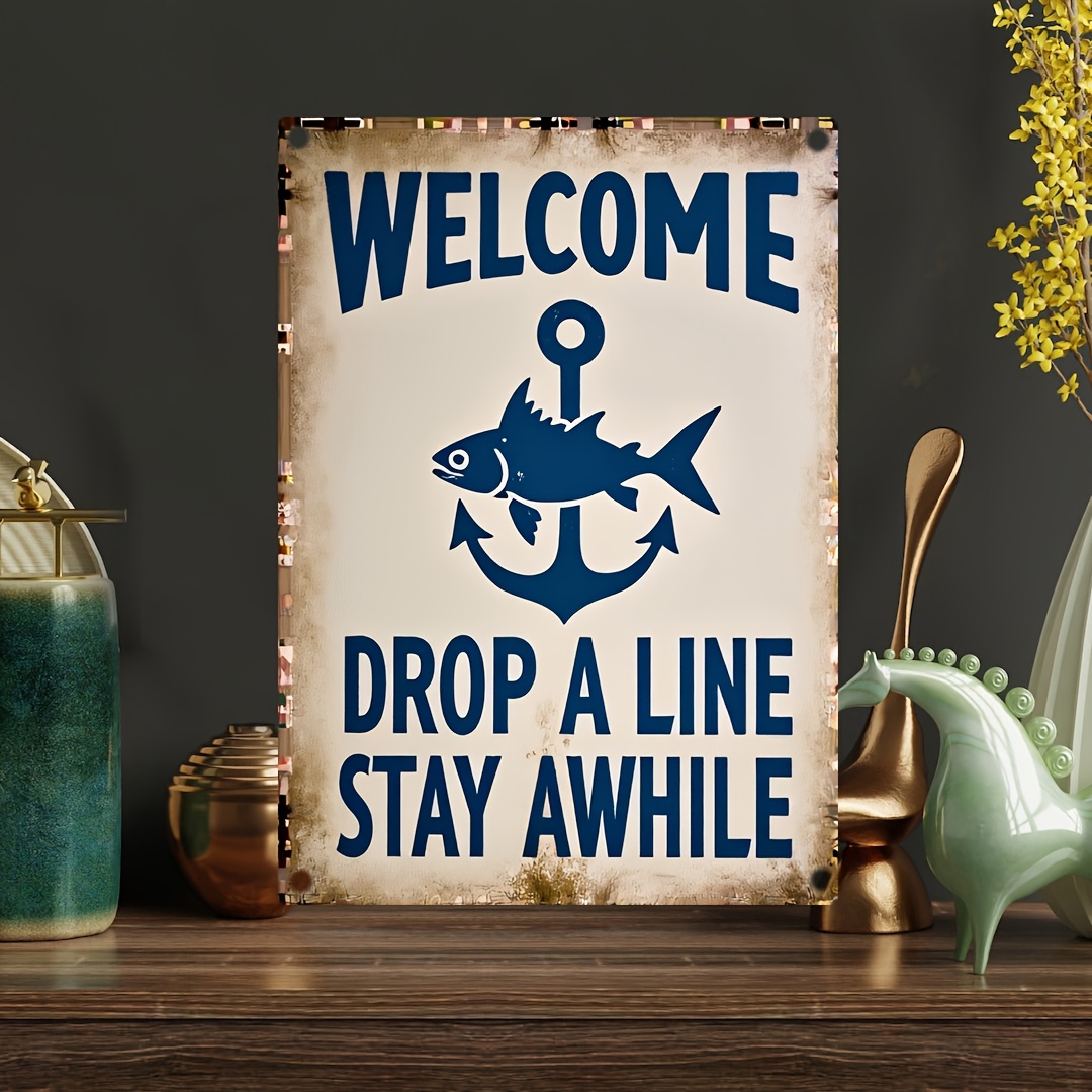 

Room Decor 1pc Nautical Welcome Sign, Vintage Metal With Anchor And , Iron Wall Decor For Home, Garden, Bar, Farm, Office - 8x12 Inches