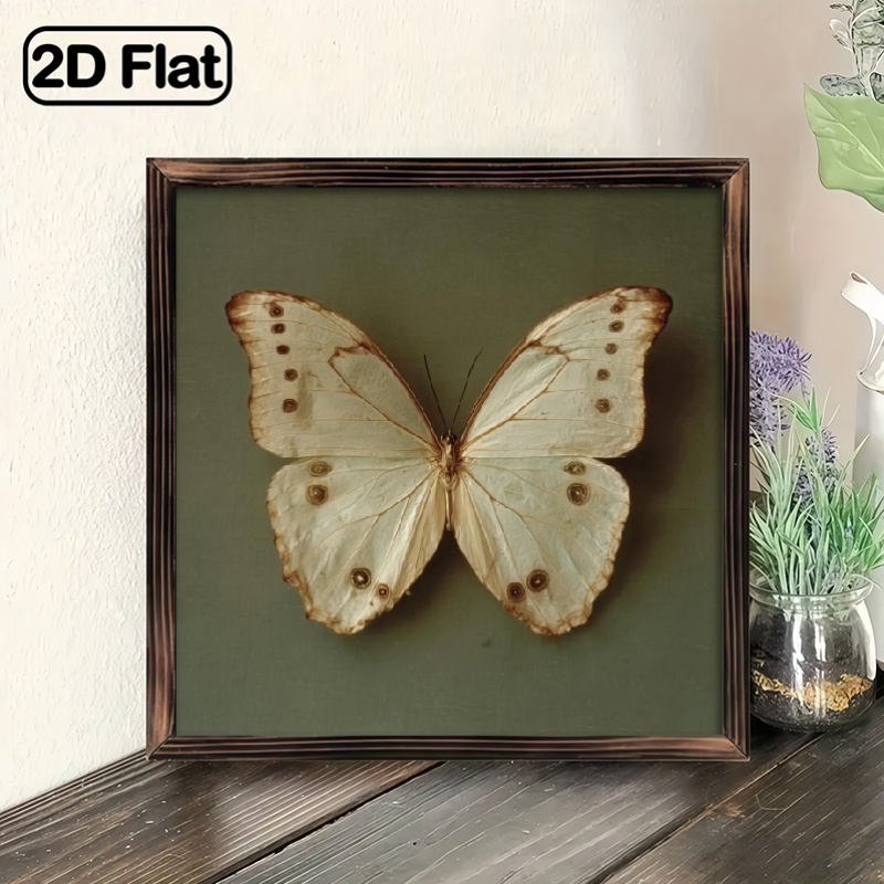 TEMU 2d Flat, Single Vintage Wall Decoration, Smooth Wooden Frame, , 8x8 Inches, No Or Batteries Required, Great For Living Room, Bathroom, Garage,