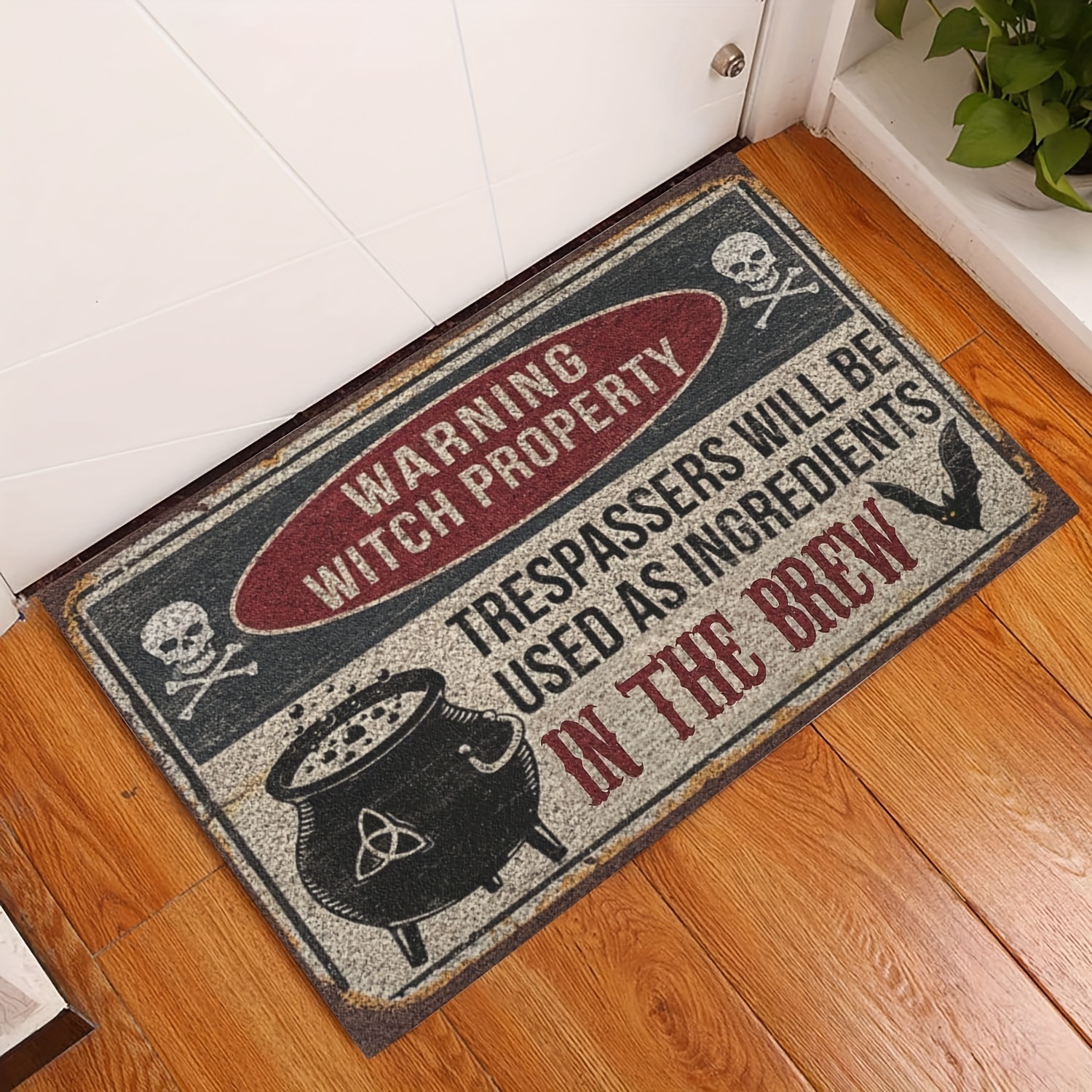 

Warning Wicca Property Welcome Doormat Front Home Porch Decor Outdoor Indoor Entrance Floor Entryway Rug Modern Farmhouse Outside Entry Carpet