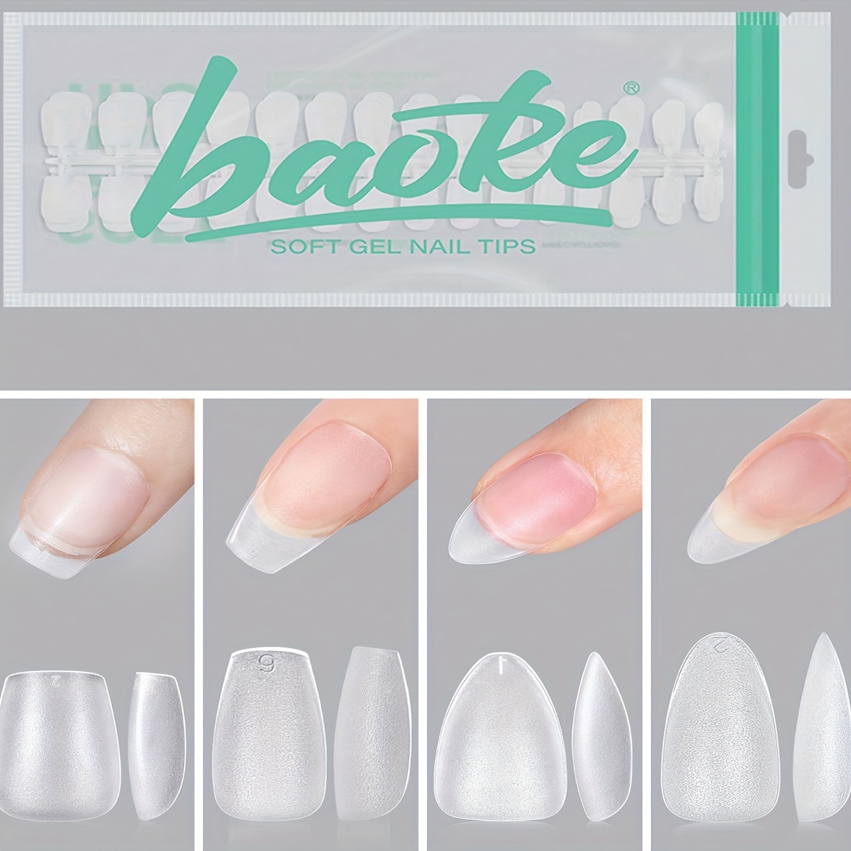 

240 Pièces de Tips de Gel en Acrylique Transparent Pré-formés pour Ongles Faux en Gel - Pas Besoin de Filing - Courte et Carrée - Mat - Couleur