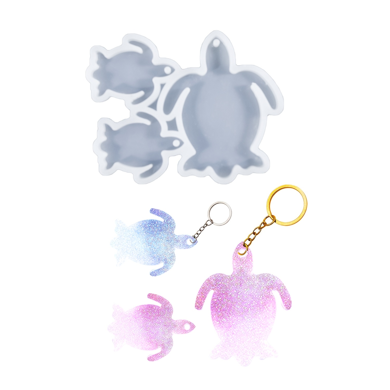 Of 3 Sea Turtle Pendant Bag With Holes, Key Chain Hangings Hanging Accessories, Diy Handmade Art, Resin Silicone Mold, Drop Glue Mold