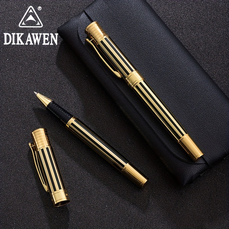 

Dikawen Luxury Metal Gel Ink Rollerball Pen Set, Ergonomic Fine Point Executive Writing Pens With Golden Trim For Men & Women