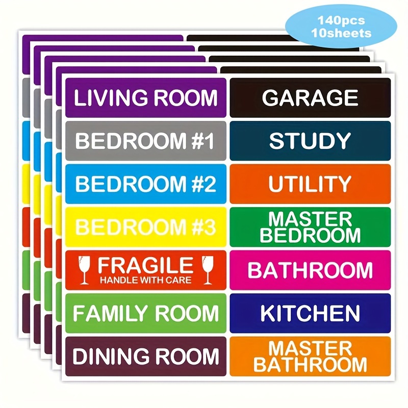 

140pcs/10pcs Color Coding Moving And Storage Labels - Paper Stickers For Organizing Boxes And Home Items