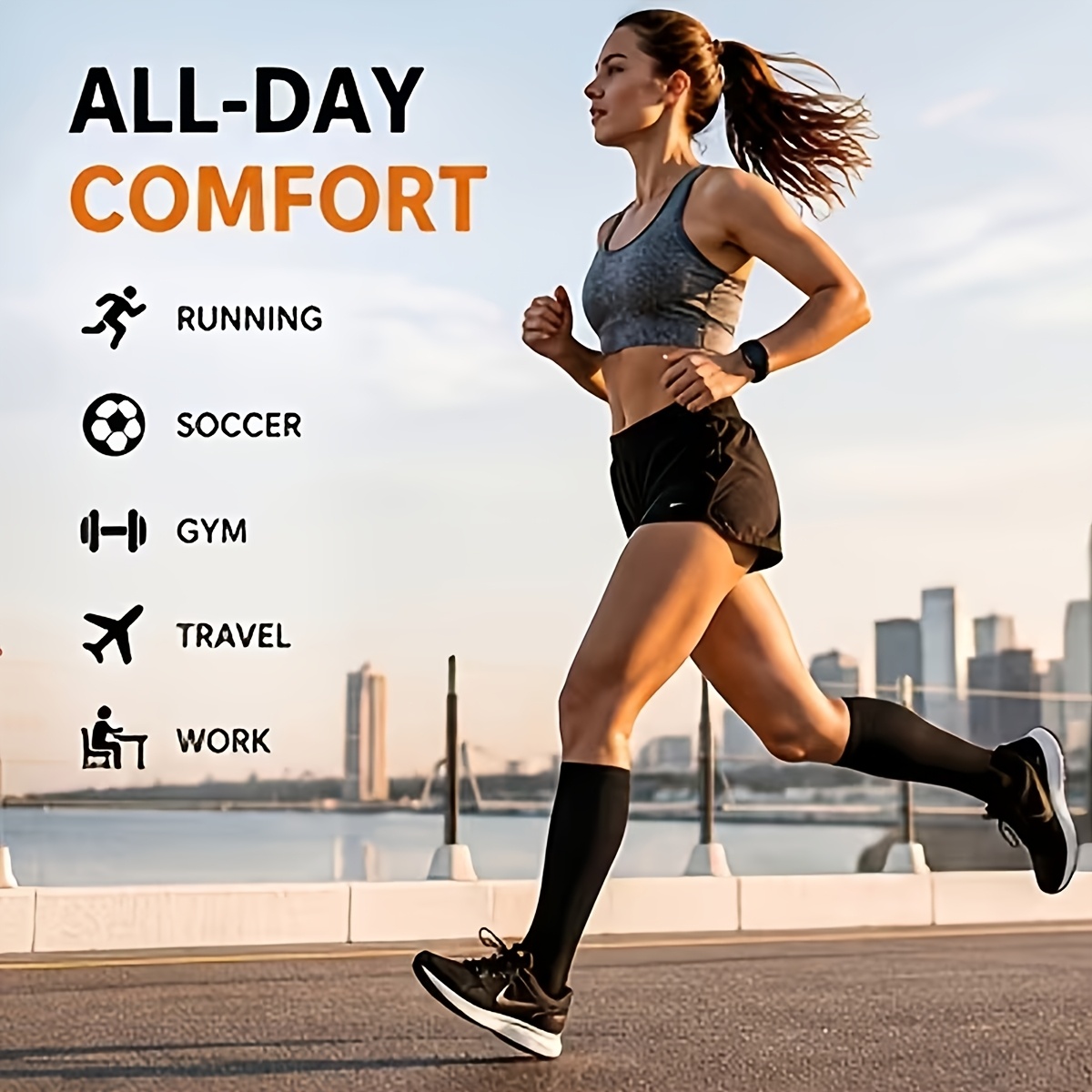 5 Pairs 20-30Mmhg Copper Compression Socks