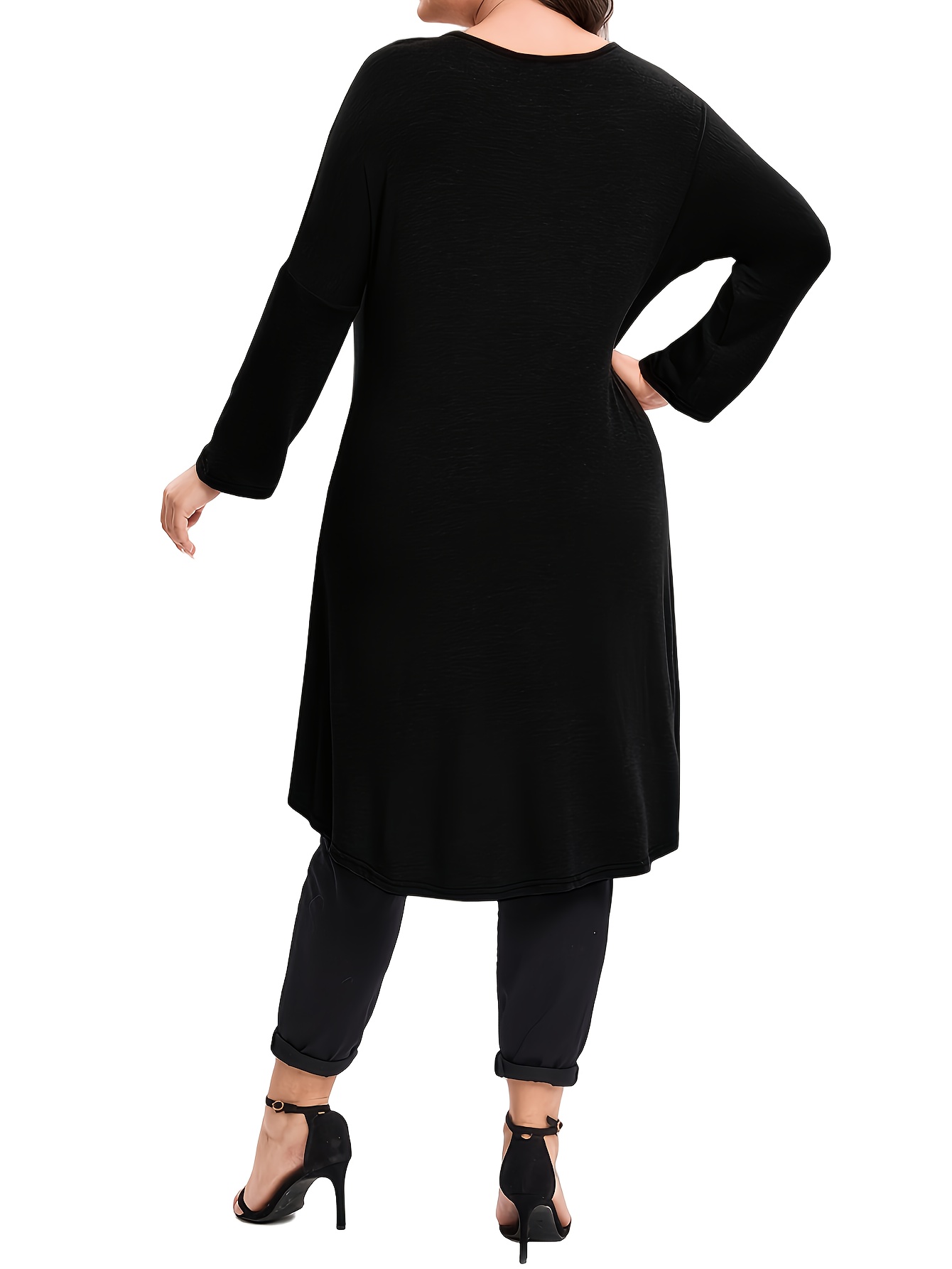 plus size womens long sleeve hi low tunic top elegant modal Temu