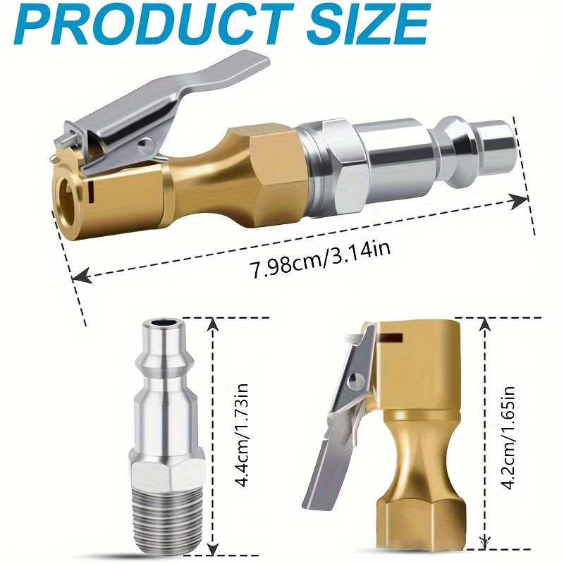 heavy duty lock on tire inflator   with clip fit copper material for quick air flow