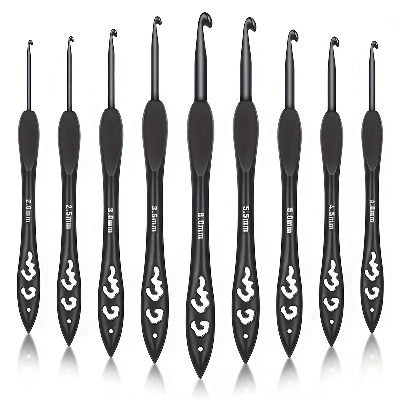9pcs Crochet Hook Set, Ergonomic Crochet Hook, Lightweight Plastic Handle, Smooth Hook Head, Suitable For Weaving Enthusiasts And Beginners, 2-6mm Craft Essentials