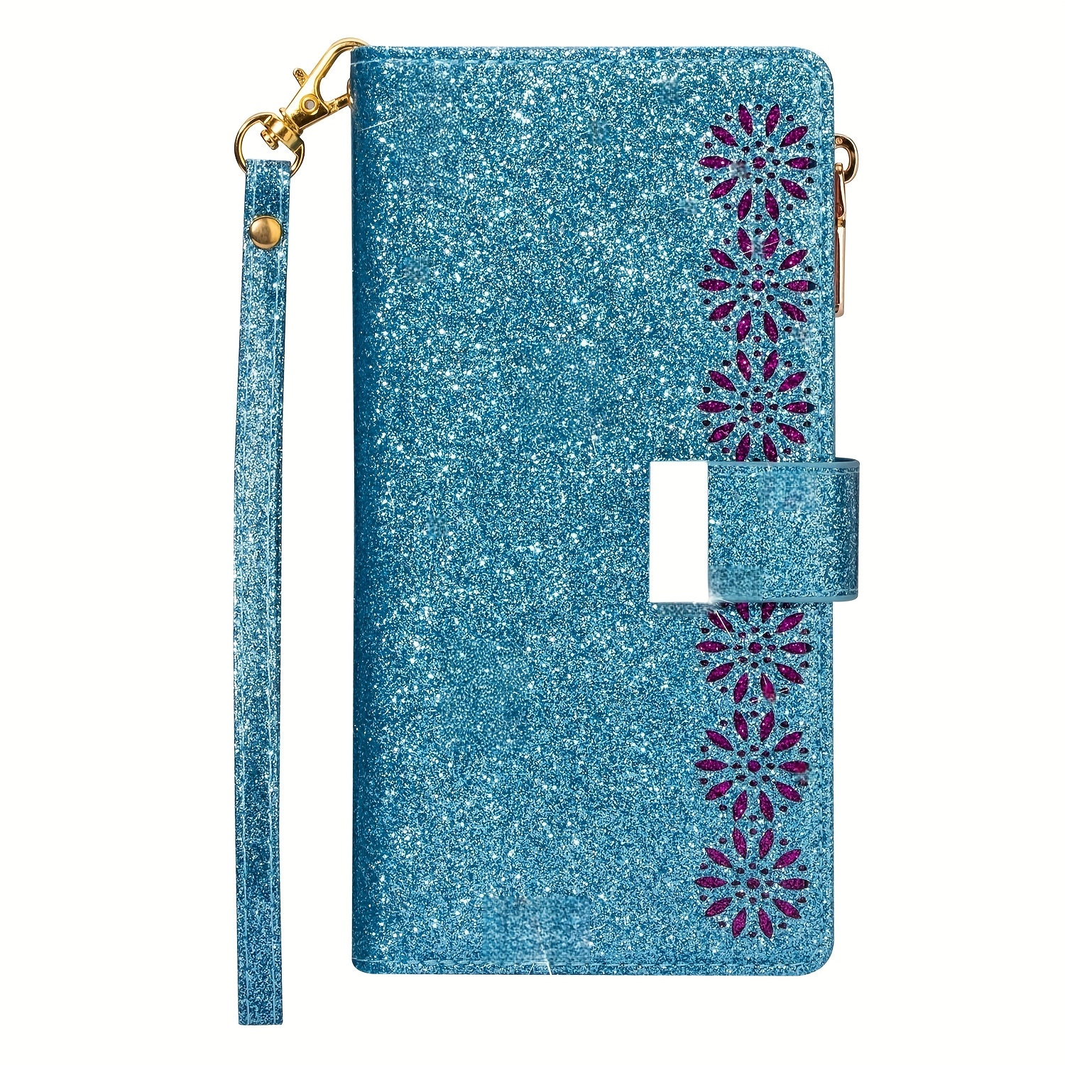 TEMU Phone Case - Glitter Multi-card Slot Card Holder Men Women Wallet Card Case Insert Organizer Cute Faux Leather Phone Case For Galaxy S24ultra