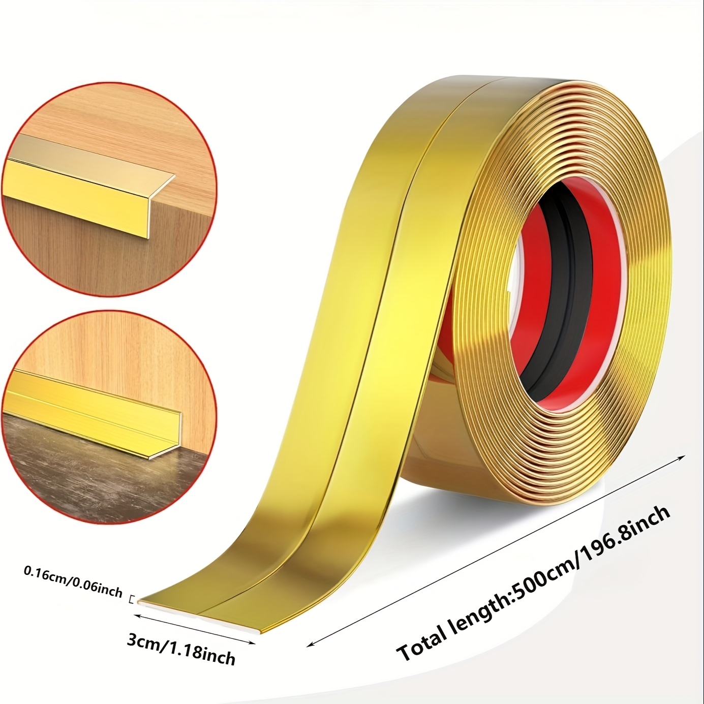 E-shop Goldene Eckenschutzleiste, 3 cm breit 2 m/5 m lang, PVC-Eckenschutz, Flieseneckenschutz-Dekorleiste, Klebeband für Rückwände, verstärkter