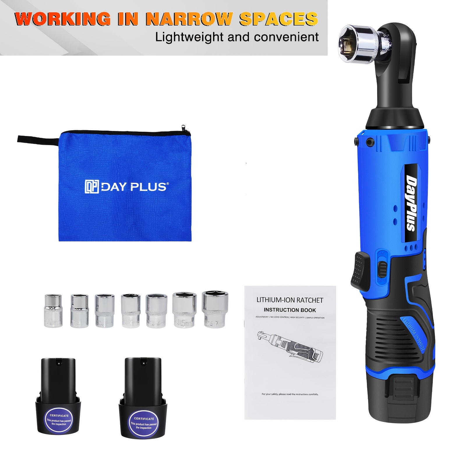TEMU 12v Cordless Ratchet Wrench, 3/8" Electric Ratchet Wrench Kit 40n.m, 300 Rpm, Impact Drive Ratchet Rattle Nut Gun With 2 X Lithium-ion 1.5ah