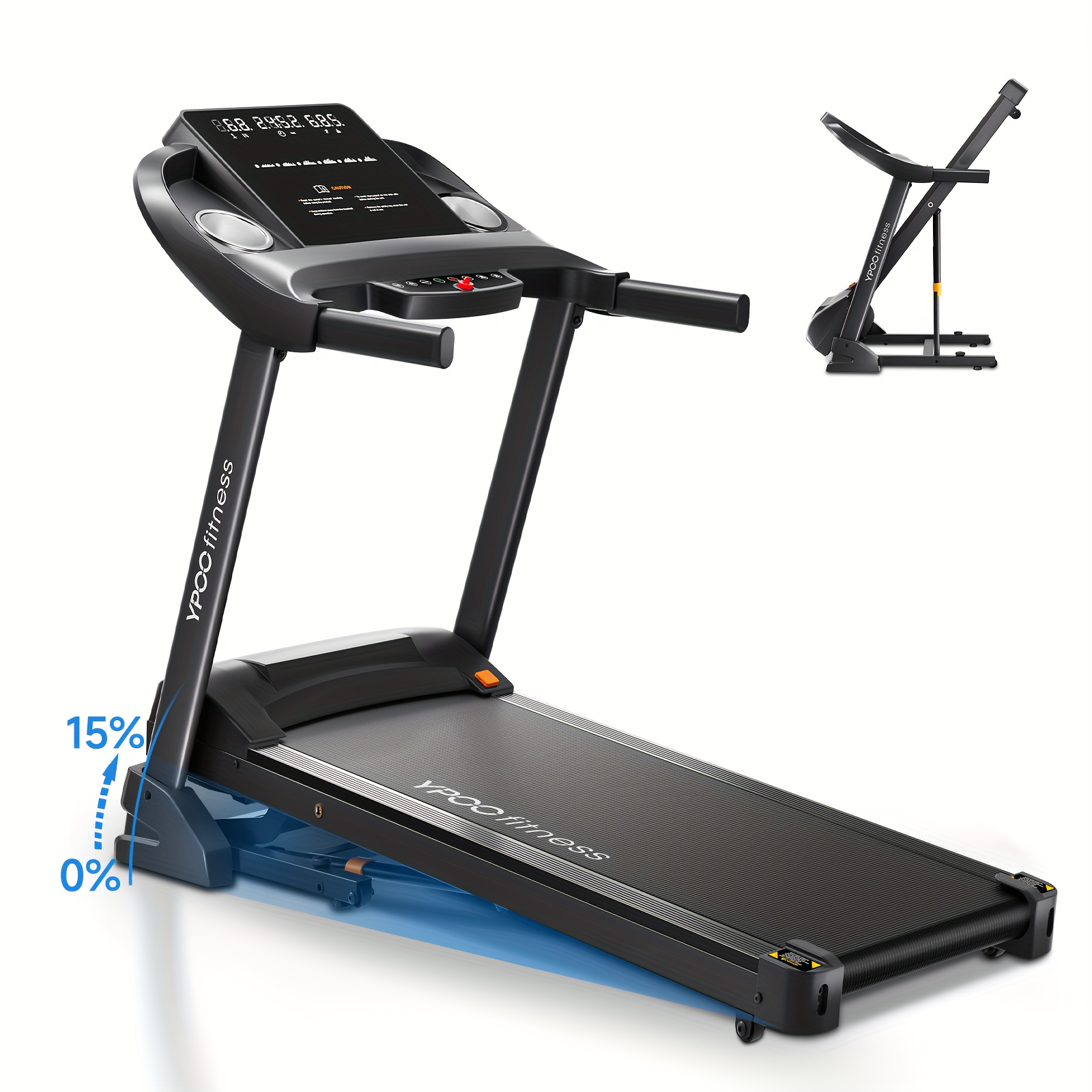 for home treadmills walking pad treadmill with adjustable incline incline range   to 15 auto folding treadmill for home use 8 0 mph   supports up to 300 lbs a quiet treadmill ideal for home