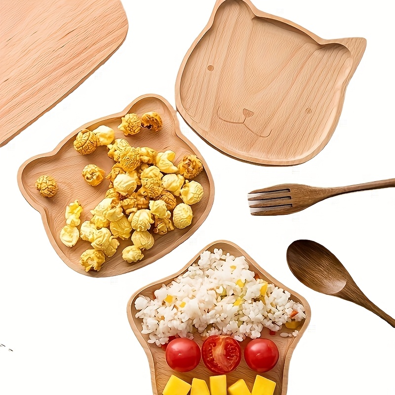 whimsical cartoon cat bear wooden dinner plates wood Temu Canada