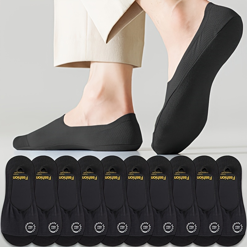 E-shop 10 Paar Sommer-Herrensocken, dünn, einfarbig, bequem, schweißabsorbierend, atmungsaktiv, nahtlos, rutschfest, verrutschsicher, fersebeständig,