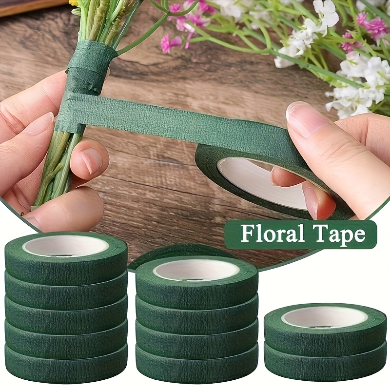 4 rotoli di nastro  , utilizzato per avvolgere   di fiori e creare composizioni  , nastro da giardinaggio verde per confezionamento di bouquet,   per fiori artificiali e   di piante, artigianato e decorazioni