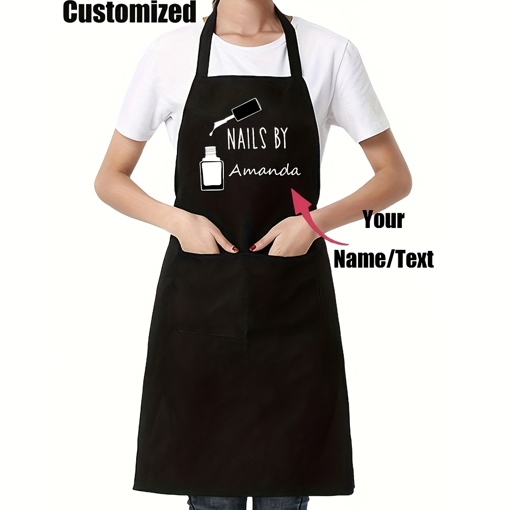 TEMU A Customizable Name/text Nail Technician Apron - Breathable, Lightweight, Washable, And Adjustable Front-opening Apron, Suitable For Nail