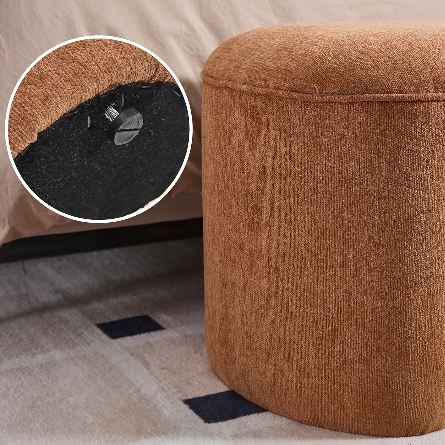 53 Inch Long Bedroom Bench with 2pcs Step Stools, Nesting Ottoman Bench Set, Padded End Of Bed Bench Modern Upholstered Bench for Living Room, Entry, Porch