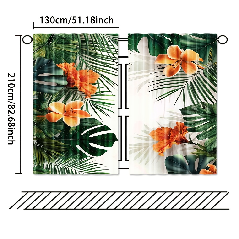 TEMU Ensemble de 2 rideaux feuilles pour portes et fenêtres, légers et aérés, polyester lavable en machine, idéal pour la décoration intérieure toute
