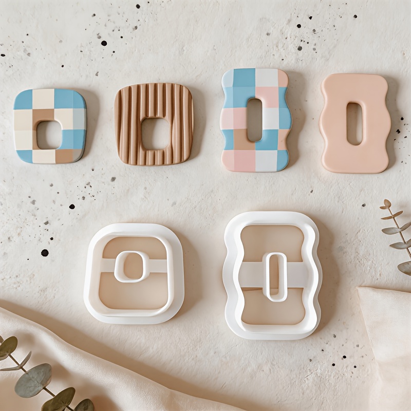 TEMU 2pcs Bohemian Hollow-out Clay Cutters Suitable For Polymer Clay & Soft Clay - Square & Wavy With Rounded Corners, Plastic Tool For Making, Clean