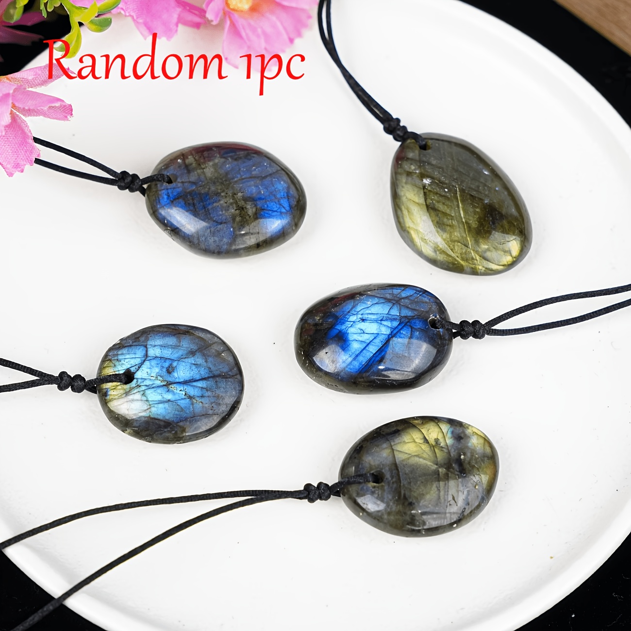 TEMU 1pc Pendentif Flash Multicolore Labradorite Naturelle Aléatoire - Convient aux Hommes et aux Femmes, Accessoire de Décoration de Bijoux, Cadeau