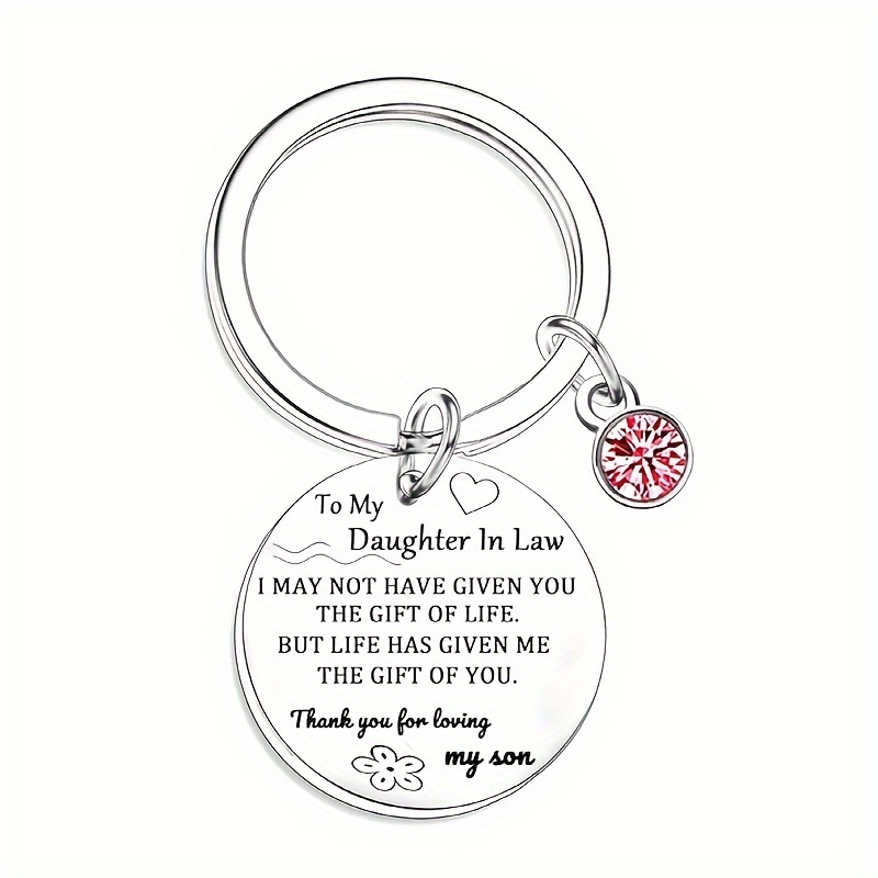 

Stainless Steel Keychain For Daughter-in-law, Engraved Key & Red , , Ladies Keyring, For Wedding, Christmas & Mother's Day