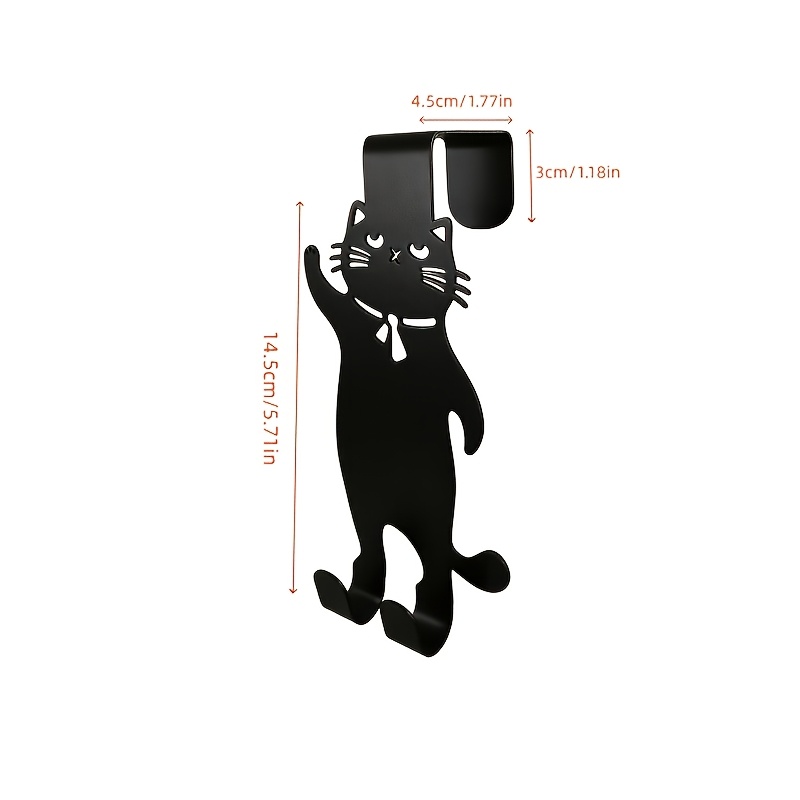 TEMU 1pc Metal Cute Cat Over-the-door Hanging Hook, No-drill Clothes Hook For Behind Doors, Suitable For Home, Office, Dorm, For Cat Lovers