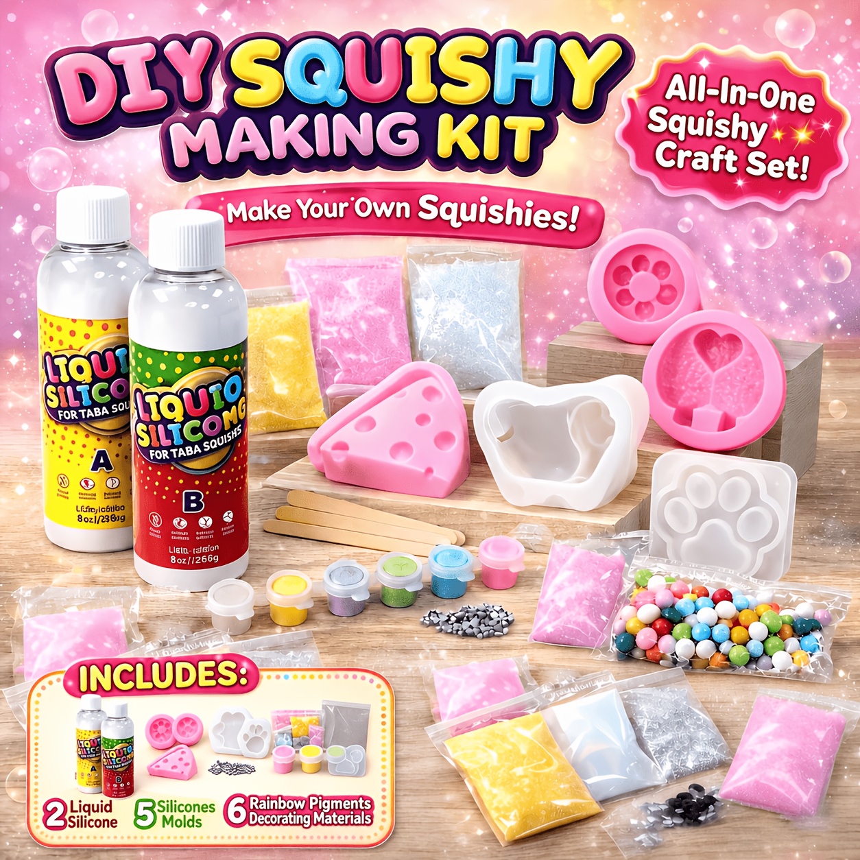 TEMU Taba Creation Set 500g/200g - Make Your Own Super Soft Squishies With 1:1 Ab Liquid Silicone Rubber, Comes With Instructions, Gift