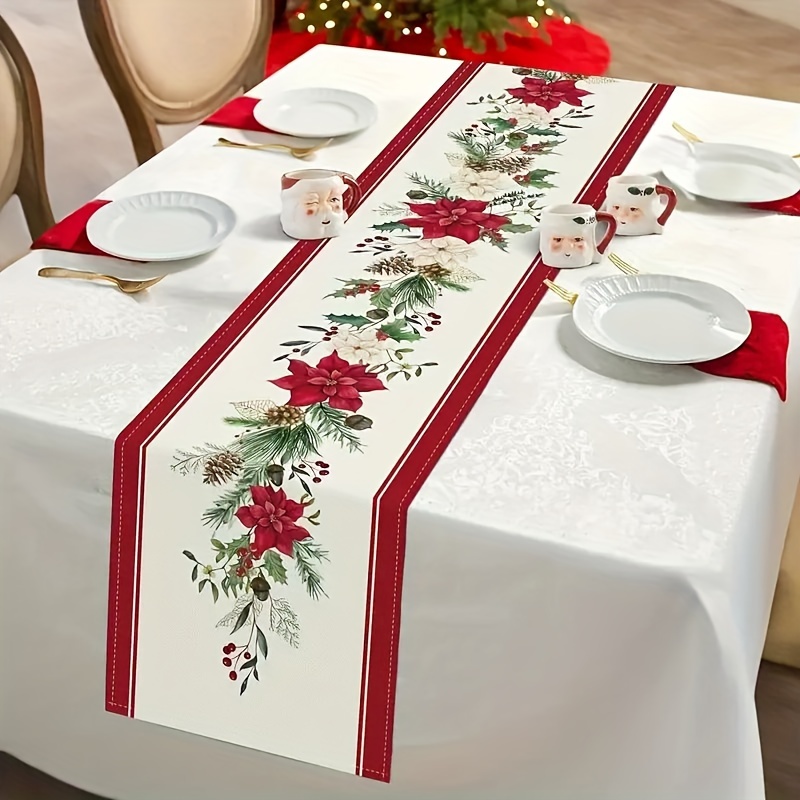 

Christmas & Pine Branch Table Runner - Indoor/outdoor Holiday Parties & Seasonal Kitchen Decor