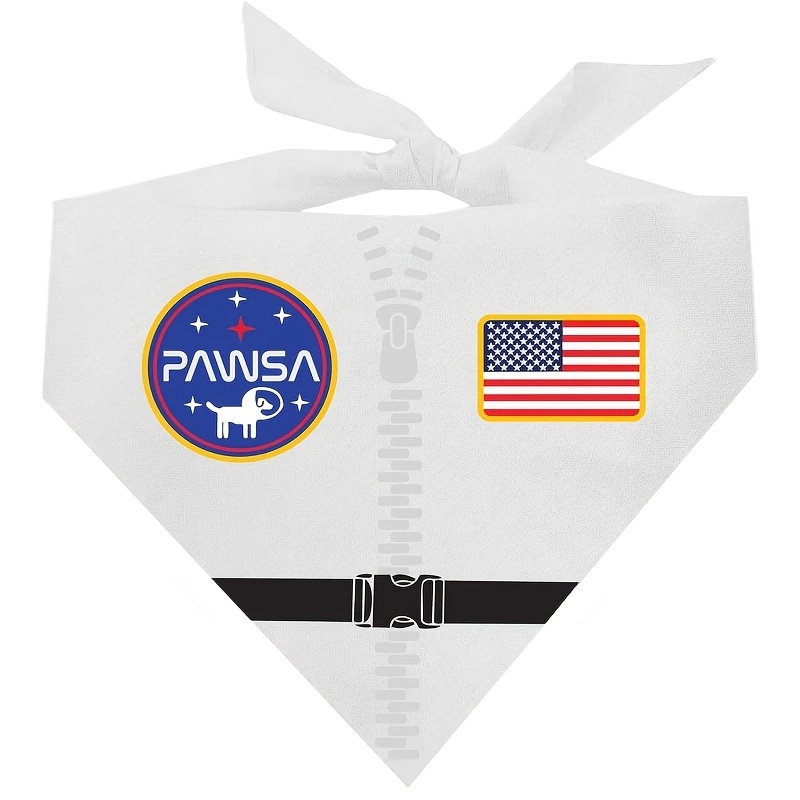 TEMU 1 pièce Bandana pour chien 24,8×11 pouces Costume d'astronaute, réglable, de pour Halloween, Galaxie blanche