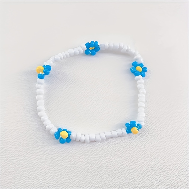 Boho Style Women's Beaded Flower Bracelet for Spring/Summer