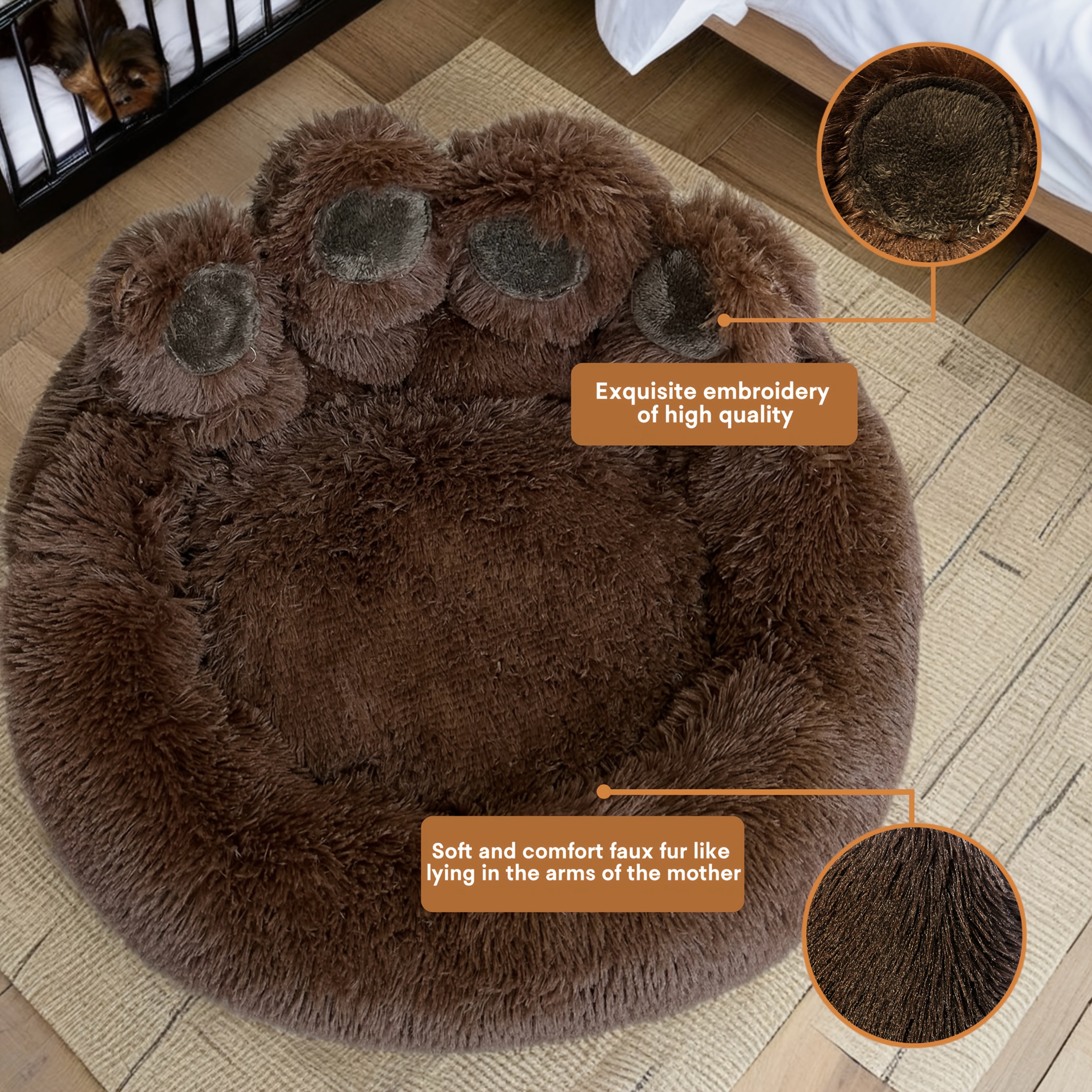 extra large   plush pet bed soft   fur   cat lounger warm anti slipcushion for small medium 8 large breeds cozy   for   Product details 6