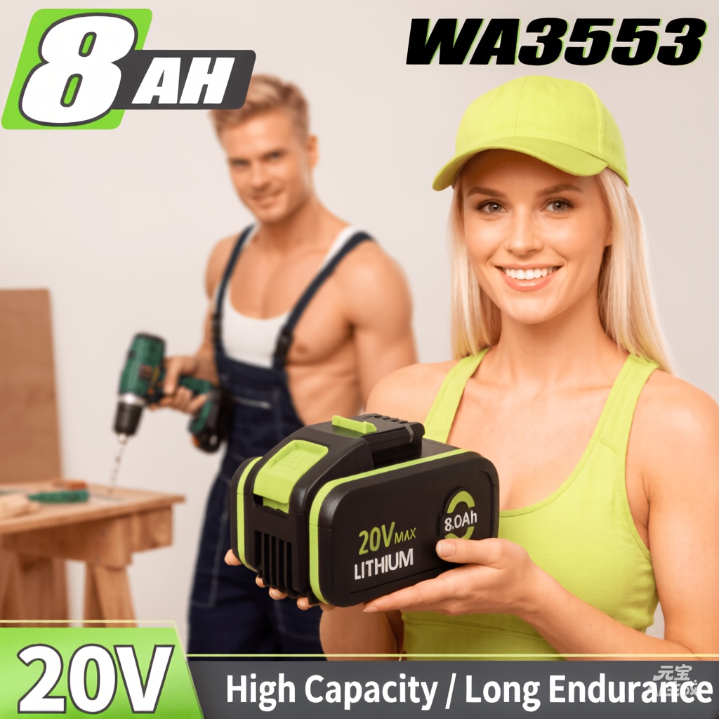 Image of 1/2/3/4 Pack 8.0ah 20v Lithium Replacement For Wa3553 20 V 8.0 Ah Compatible With For Battery Wa3553.1 Wa3553.2 Wa3553.3 Wa3556 Wa3572 Wa3605 Wa3641 Wg801 Wg320 Wx176 L L Wx169 L With Led Indicator