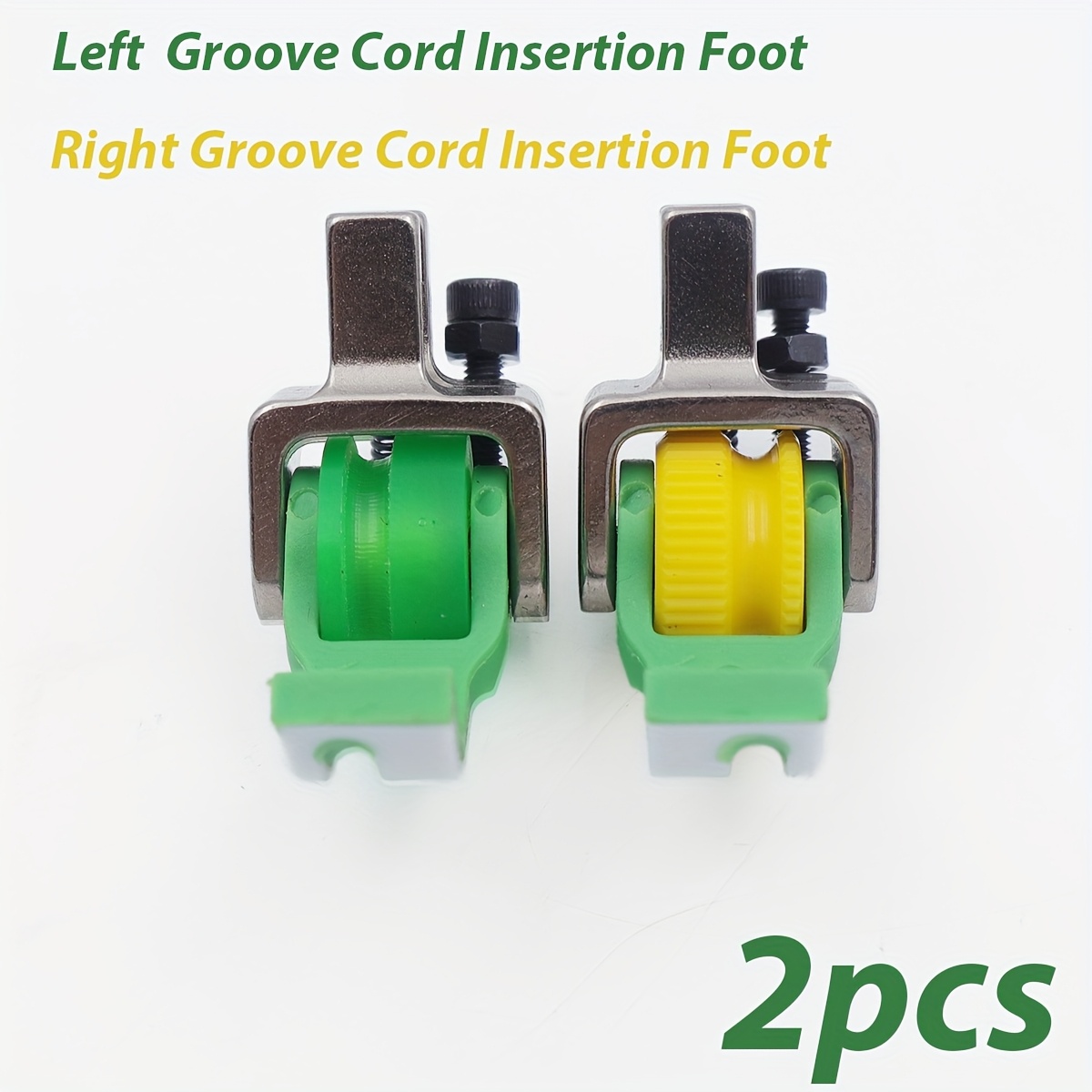 TEMU 2pcs Flatbed Machine Grooved Cord Piping Roller Presser Foot 3mm (1/8) Inch Slot Binding