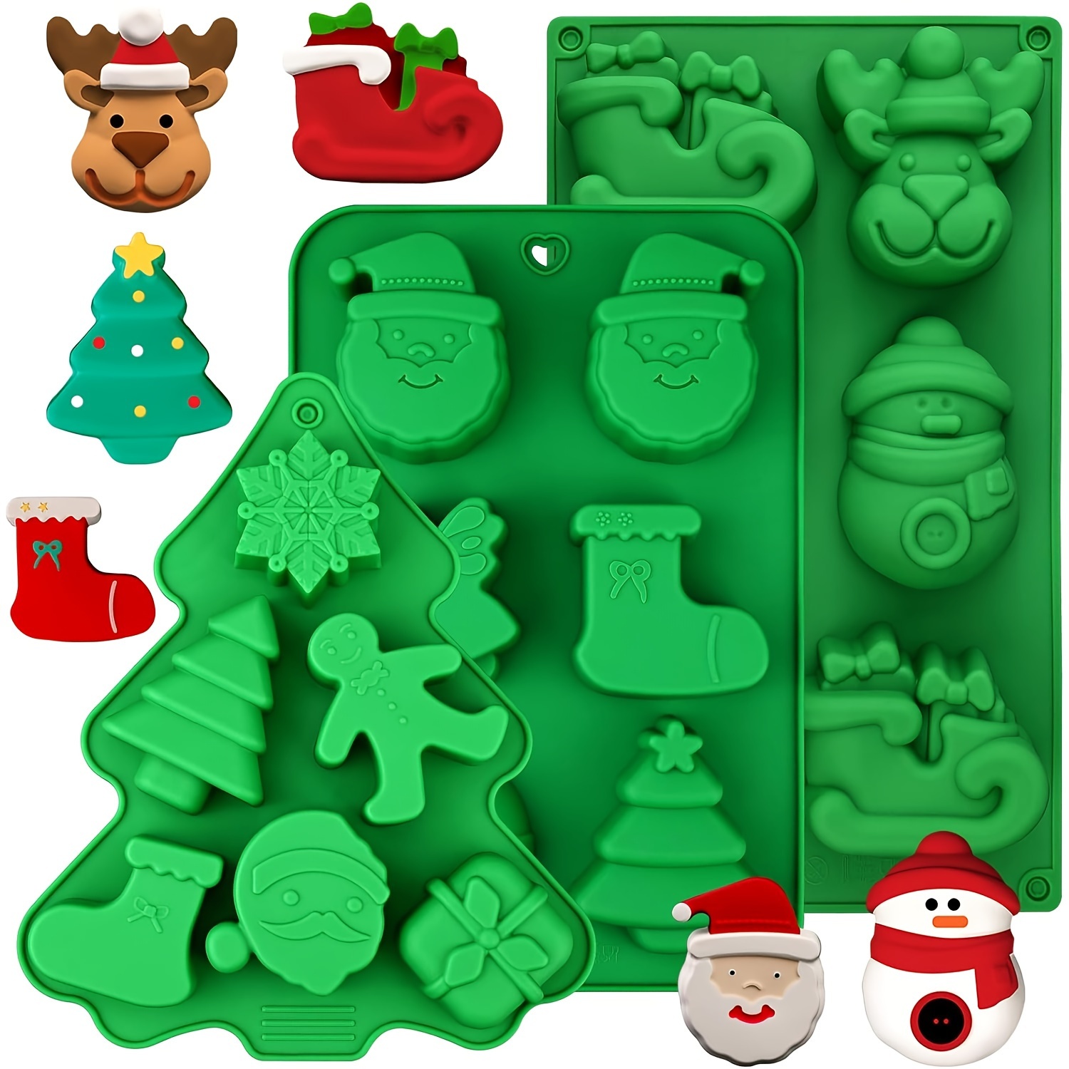 

Silicone Christmas Soap Molds - Set Of 3, Large Holiday Shapes For Handmade Soaps, Jello - Silicone Craft Molds