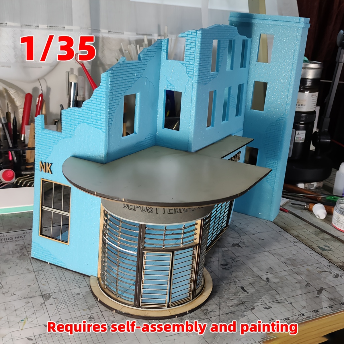 Architectural Miniature Building Kit, German Bank Diorama